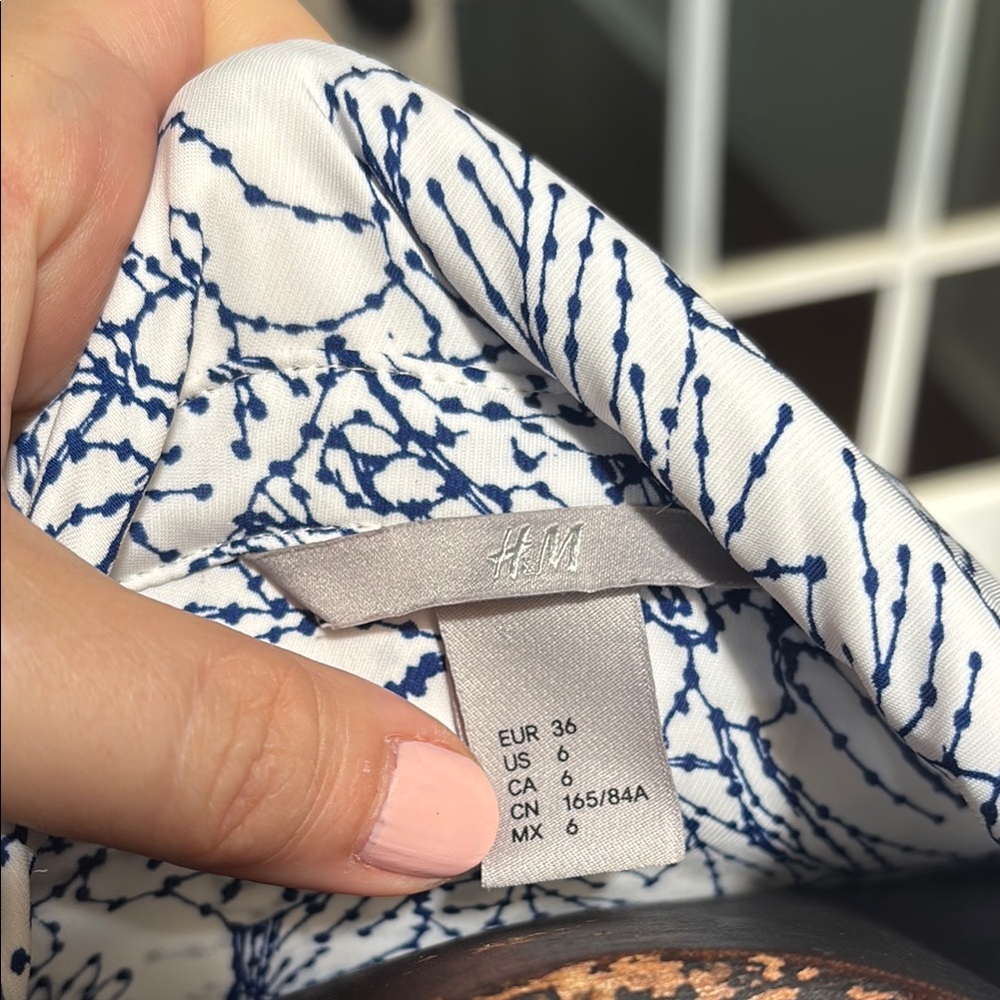 H&M Blue and White Blouse Elegant Top - Picture 2 of 6